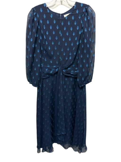 Shoshanna Size 6 Navy Blue & Blue Polyester Keyhole flocked diamond Maxi Dress Navy Blue & Blue / 6
