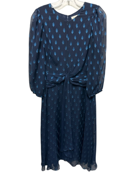 Shoshanna Size 6 Navy Blue & Blue Polyester Keyhole flocked diamond Maxi Dress Navy Blue & Blue / 6