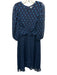 Shoshanna Size 6 Navy Blue & Blue Polyester Keyhole flocked diamond Maxi Dress Navy Blue & Blue / 6
