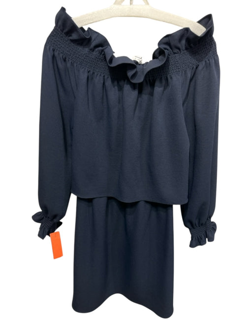 Diane Von Furstenberg Size S Navy Blue Polyester Smocked Neck Popover Dress Navy Blue / S