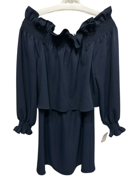 Diane Von Furstenberg Size S Navy Blue Polyester Smocked Neck Popover Dress Navy Blue / S