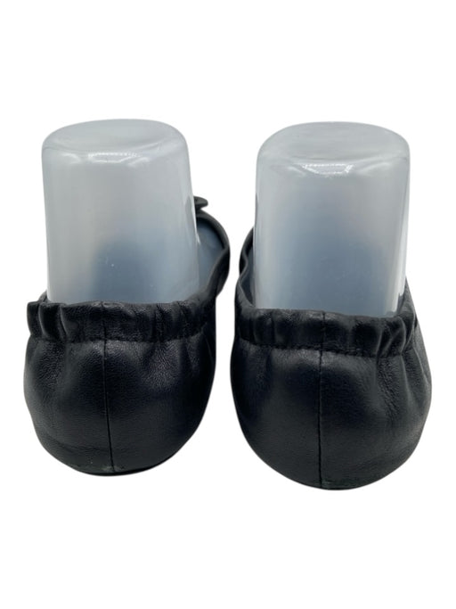 Tory Burch Shoe Size 8.5 Black Leather Upper Logo Elastic Ankle Ballet Flats Black / 8.5