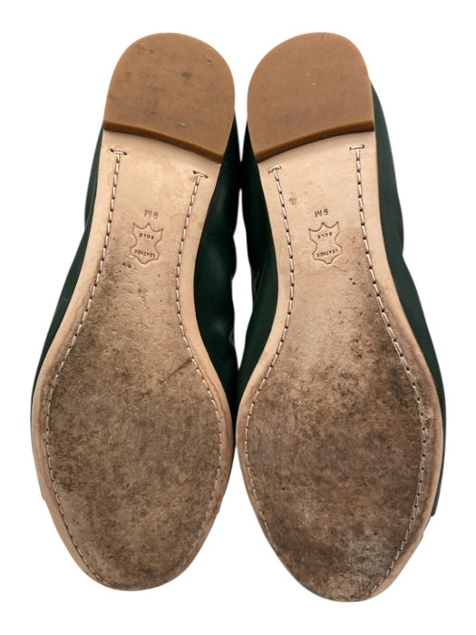 Tory Burch Shoe Size 9 Green & Navy Leather Gold Tone Hardware Logo Flats Green & Navy / 9