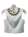Ted Baker Size 1/S White & Silver Polyester Round Neck Sleeveless Back Zip Top White & Silver / 1/S