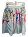 Ted Baker Size 1/S Blue & Multi Polyester Floral Back Zip Above knee Pleat Skirt Blue & Multi / 1/S