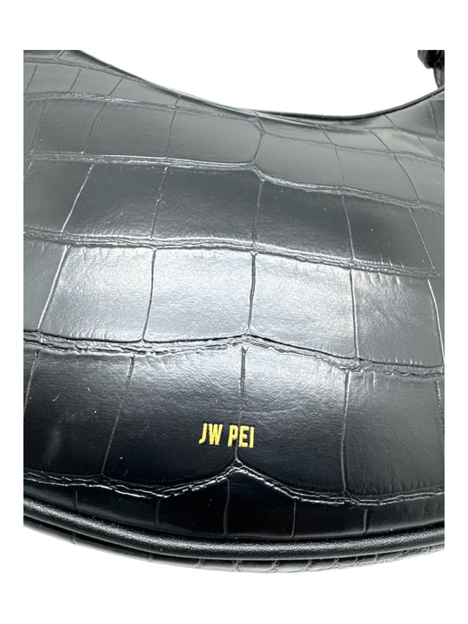 JW PEI Black Faux Leather Embossed Shoulder Bag Crescent Bag Black / Medium