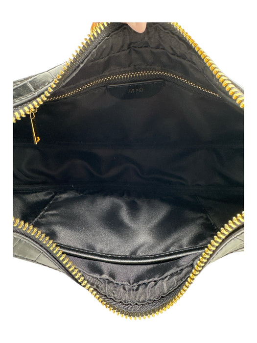 JW PEI Black Faux Leather Embossed Shoulder Bag Crescent Bag Black / Medium