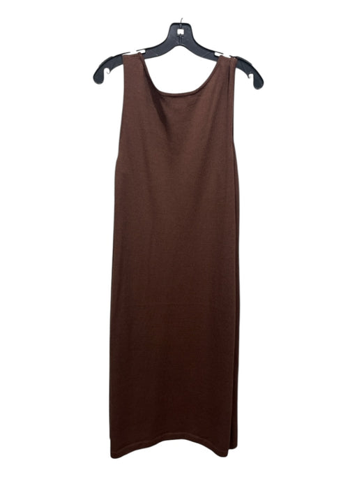 St John Collection Size 12 Brown Wool Blend Sleeveless Scoop Neck Midi Dress Brown / 12