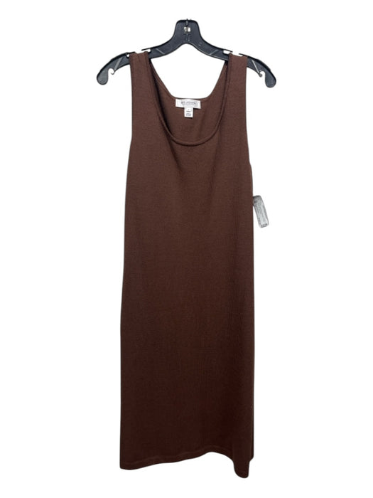 St John Collection Size 12 Brown Wool Blend Sleeveless Scoop Neck Midi Dress Brown / 12