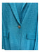 St John Size 14 Blue Wool Blend Heathered 1 Button Midi Back Zip Dress Set Blue / 14