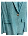 St John Size 14 Blue Wool Blend Heathered 1 Button Midi Back Zip Dress Set Blue / 14