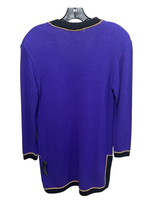 St John Collection Size P Purple, Black & Gold Wool Blend V Neck Mini Dress Purple, Black & Gold / P