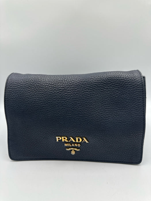 Prada Slate Blue Leather Logo extra strap incl. flap Bag