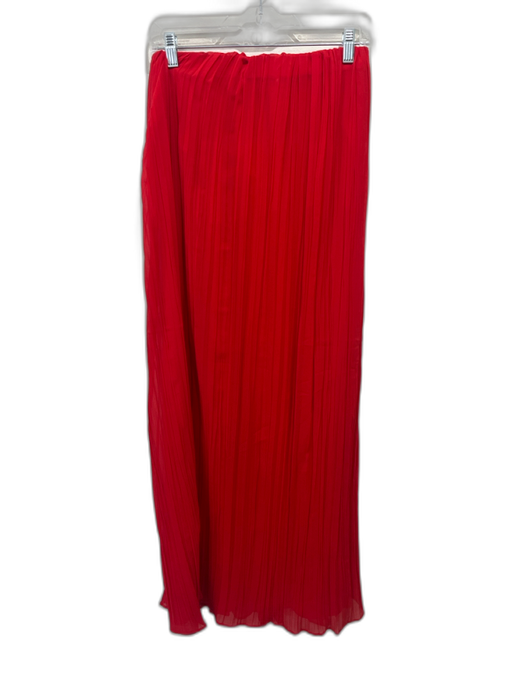 Mango Size S Red Polyester Elastic Waistband Accordion Pleat Maxi Skirt Red / S