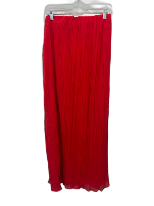 Mango Size S Red Polyester Elastic Waistband Accordion Pleat Maxi Skirt Red / S