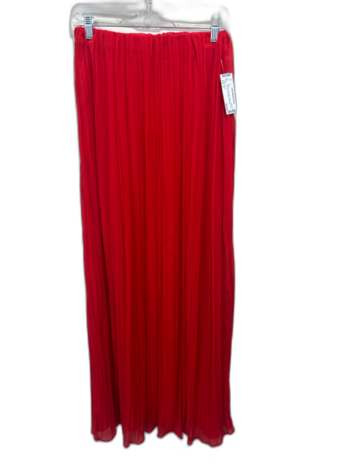 Mango Size S Red Polyester Elastic Waistband Accordion Pleat Maxi Skirt Red / S