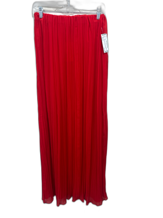 Mango Size S Red Polyester Elastic Waistband Accordion Pleat Maxi Skirt Red / S