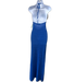 Mango Size S Blue Polyester Blend Metallic Thread Knit Tie Neck Halter Dress Blue / S