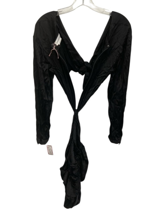 Lovers + Friends Size XS Black Viscose Long Sleeve Front Tie Cut Out Dress Black / XS