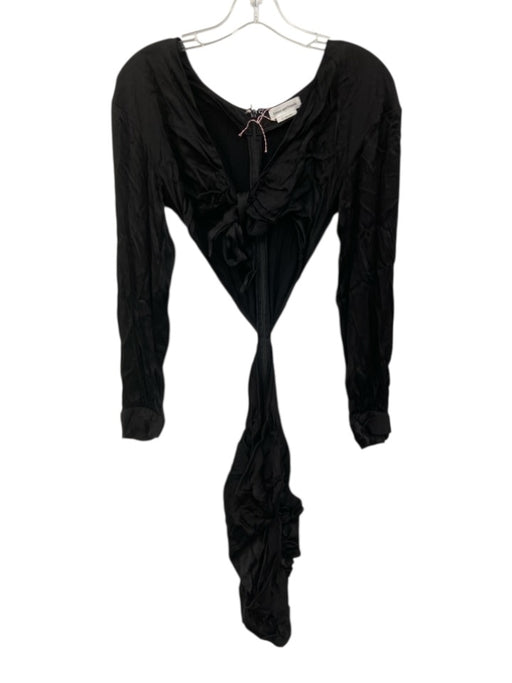 Lovers + Friends Size XS Black Viscose Long Sleeve Front Tie Cut Out Dress Black / XS