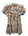 Love The Label Size M Cream, Yellow & Multi Cotton Short Balloon Sleeve Dress Cream, Yellow & Multi / M
