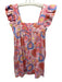Tuckernuck Size XS Pink, Blue & Yellow Linen Blend Short Ruffle Sleeve Dress Pink, Blue & Yellow / XS