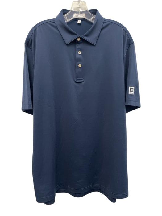 Peter Millar Size L Navy Blue Synthetic Solid Polo Men's Short Sleeve Navy Blue / L
