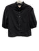 XiRENA Size S Black Cotton Button Ruffle Neckline Crop Puff Sleeve Top Black / S