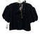 Olivia James Size M Black Crop Darted Puff Short Sleeve Bow Detail Top Black / M