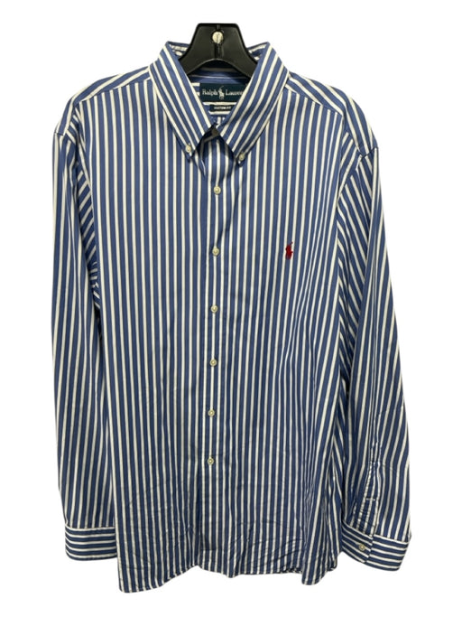 Ralph Lauren Size XL Blue & White Cotton Striped Button Down Long Sleeve Shirt XL