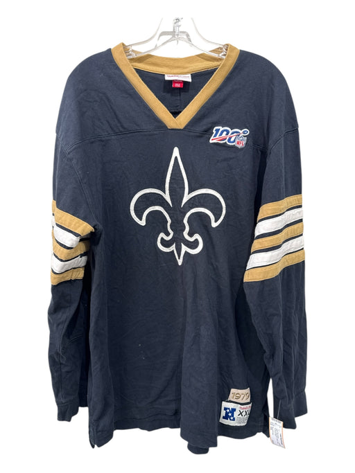 Mitchell & Ness Size XXL Black Cotton Blend Saints V Neck Long Sleeve Shirt Black / XXL