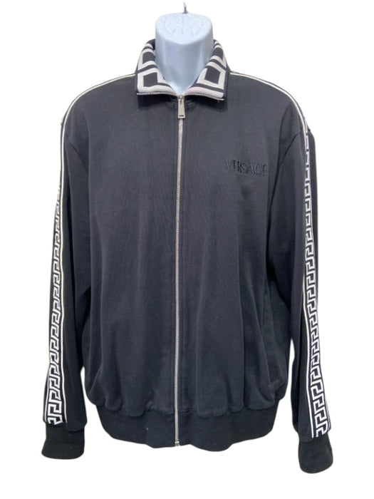 Versace Size XL Black Cotton Solid Medusa Zip Up Men's Jacket Black / XL
