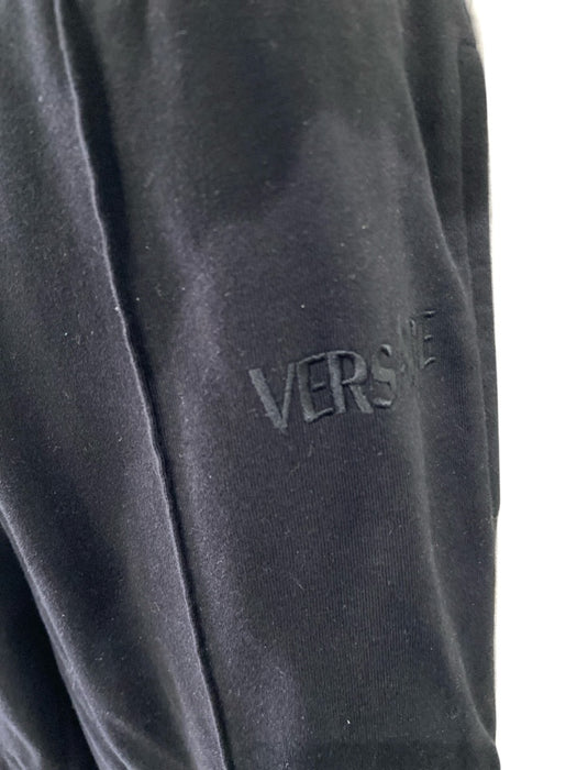 Versace Size L Black & White Cotton Solid Side Logo Sweatpant Men's Pants Black & White / L