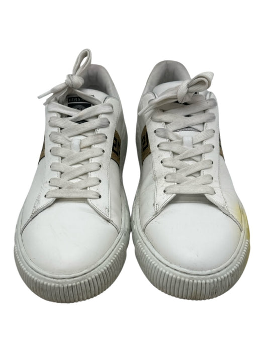 Versace Shoe Size 43 AS IS White & Gold Leather Solid Low Top Men's Shoes White & Gold / 43