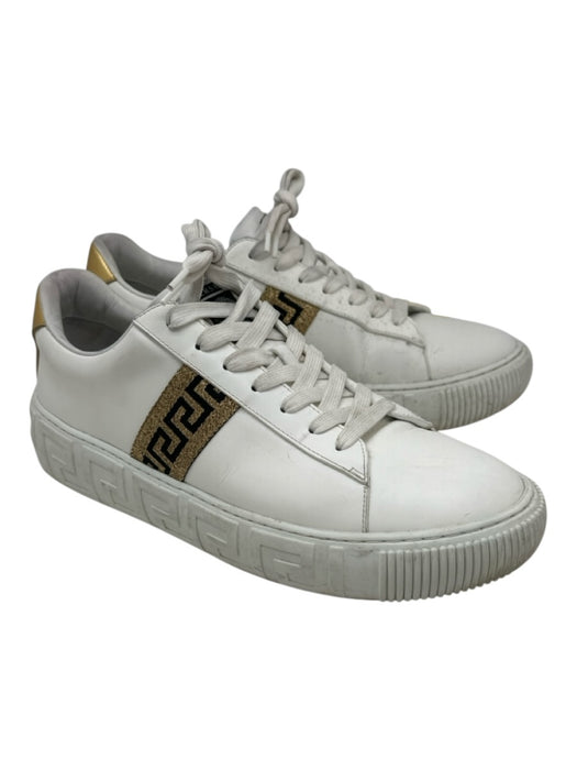 Versace Shoe Size 43 AS IS White & Gold Leather Solid Low Top Men's Shoes White & Gold / 43