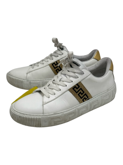 Versace Shoe Size 43 AS IS White & Gold Leather Solid Low Top Men's Shoes White & Gold / 43