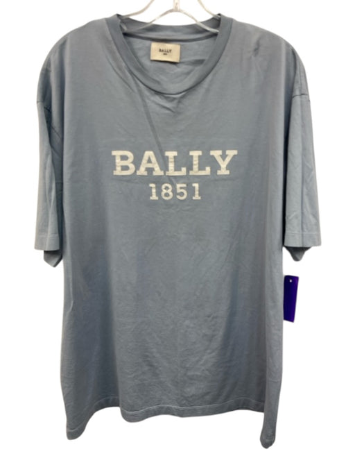 Bally Size 44 Light Blue & White Cotton Men's Short Sleeve Light Blue & White / 44