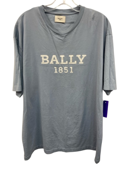 Bally Size 44 Light Blue & White Cotton Men's Short Sleeve Light Blue & White / 44
