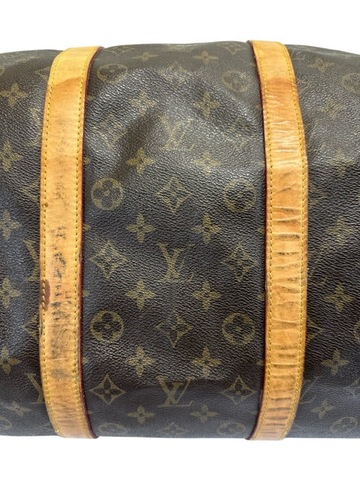 Louis Viuton AS IS Brown Leather logo Duffle Men's Bag Brown