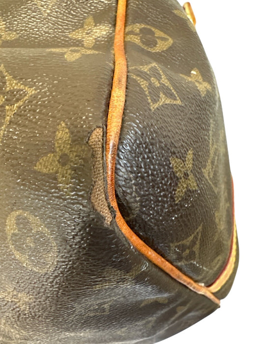 Louis Viuton AS IS Brown Leather logo Duffle Men's Bag Brown