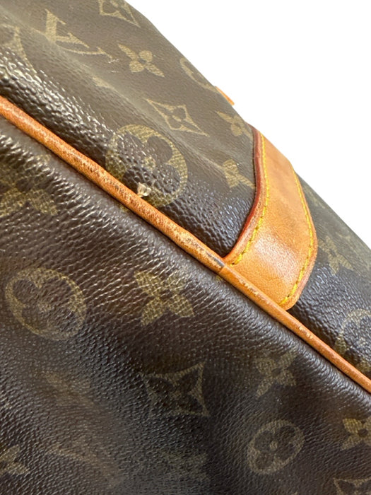 Louis Viuton AS IS Brown Leather logo Duffle Men's Bag Brown