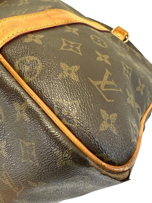 Louis Viuton AS IS Brown Leather logo Duffle Men's Bag Brown