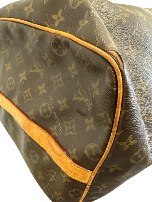 Louis Viuton AS IS Brown Leather logo Duffle Men's Bag Brown