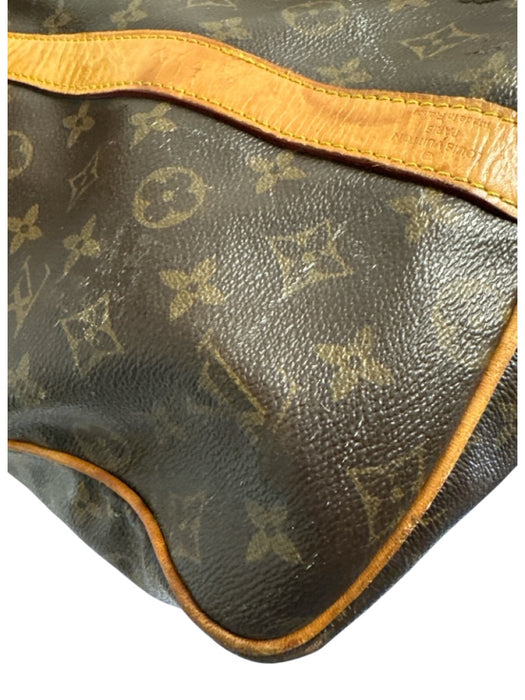 Louis Viuton AS IS Brown Leather logo Duffle Men's Bag Brown