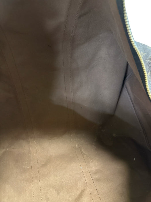 Louis Viuton AS IS Brown Leather logo Duffle Men's Bag Brown