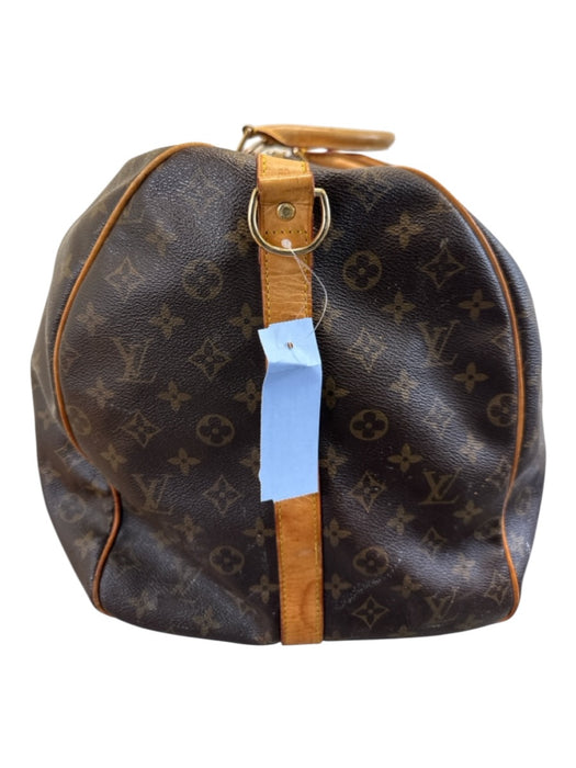 Louis Viuton AS IS Brown Leather logo Duffle Men's Bag Brown