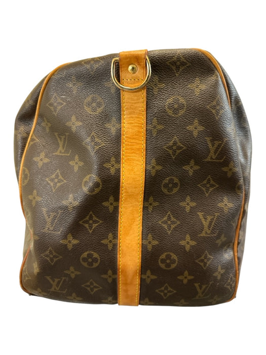 Louis Viuton AS IS Brown Leather logo Duffle Men's Bag Brown