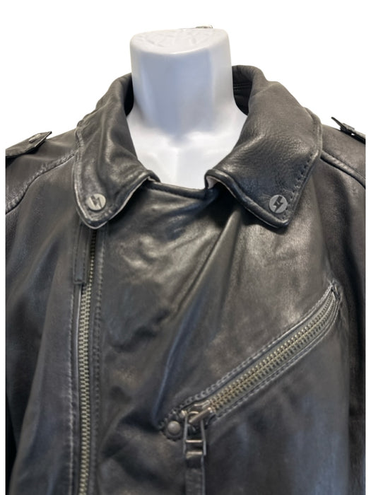 Lansky Bros Size XXL Black Leather Solid Zipper Men's Jacket Black / XXL