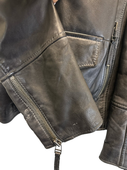 Lansky Bros Size XXL Black Leather Solid Zipper Men's Jacket Black / XXL
