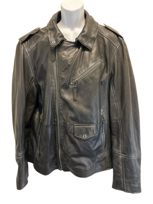 Lansky Bros Size XXL Black Leather Solid Zipper Men's Jacket Black / XXL